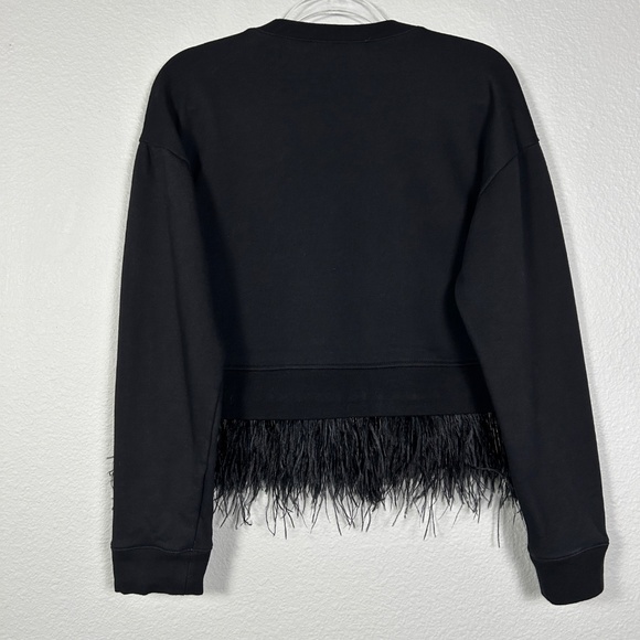 Derek Lam 10 Crosby size L black sweatshirt ostrich feather hem artsy cotton - Picture 9 of 12
